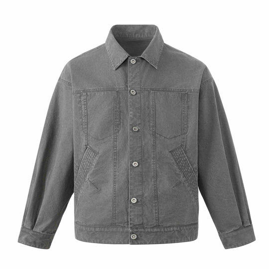 Herren Boxy-Canvas-Blouson im Workwear‑Look mit Hemdkragen und gesteppter Taschenpartie Nord Taschen