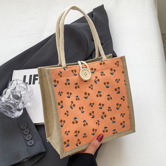 Damen Jute-Tasche mit buntem Blumenmuster Nord Taschen