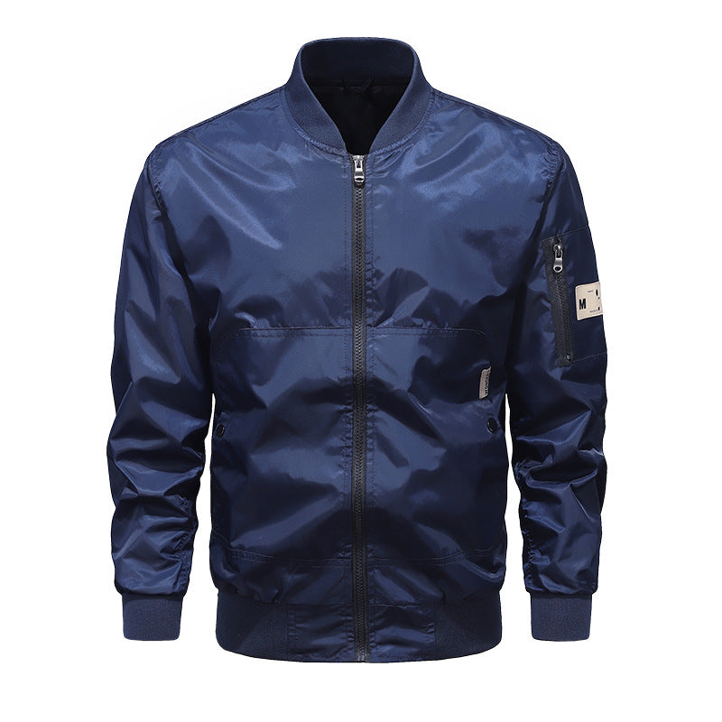 Herren Leichte Nylon-Bomberjacke mit Ärmeltasche, Stehkragen und Rippbündchen Nord Taschen