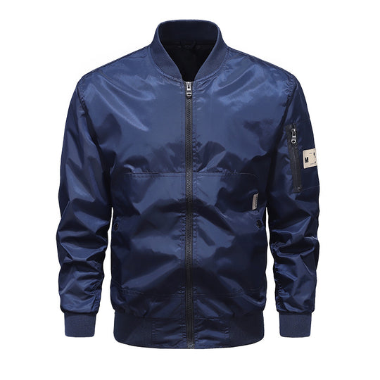 Herren Leichte Nylon-Bomberjacke mit Ärmeltasche, Stehkragen und Rippbündchen Nord Taschen