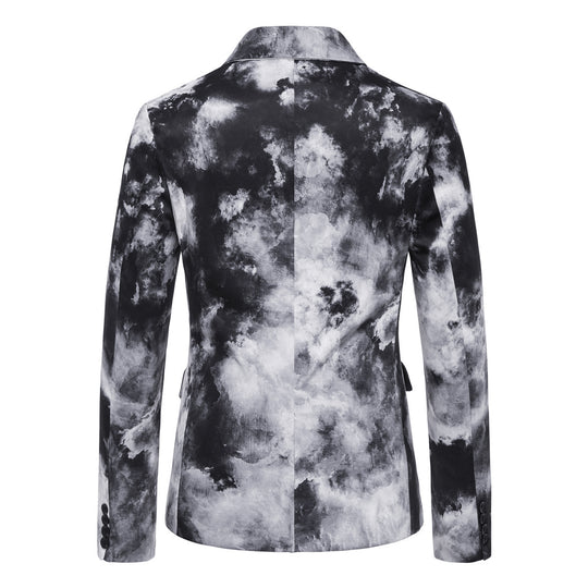 Herren Slim-Fit Sakko mit Aquarell-Print und Ein-Knopf-Verschluss Nord Taschen