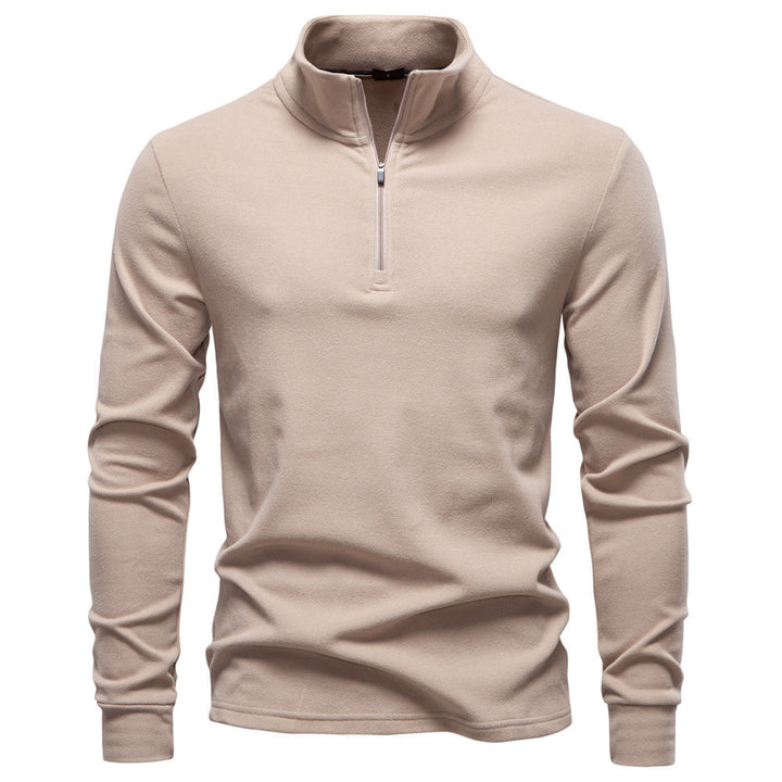 Herren funktionaler Sweatshirt mit hohem Kragen und kurzem Reißverschluss