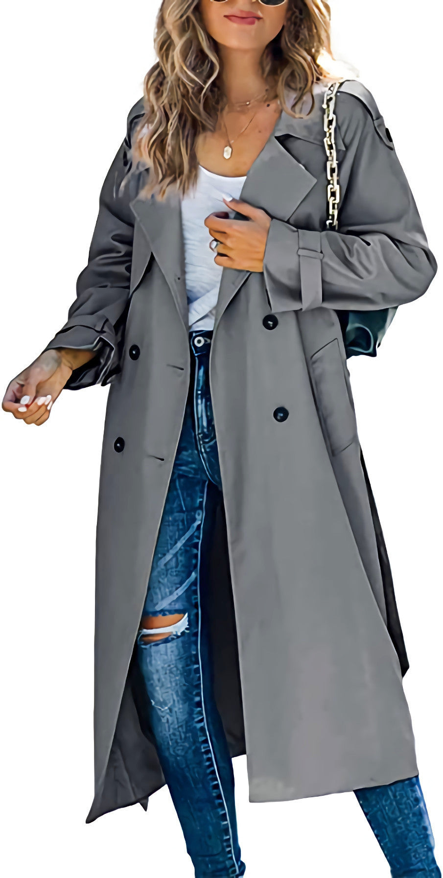 Damen legerer Trenchcoat mit Gürteldesign und stylischen Knöpfen