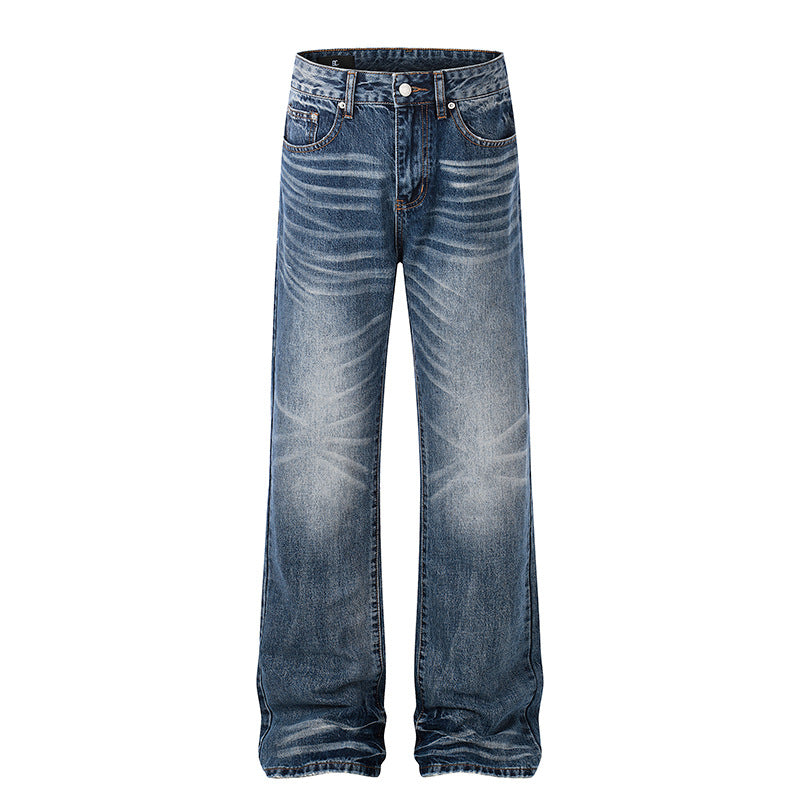 Damen High‑Waist-Jeans im Palazzo‑Schnitt mit Used‑Effekt und Fal­tenoptik Nord Taschen
