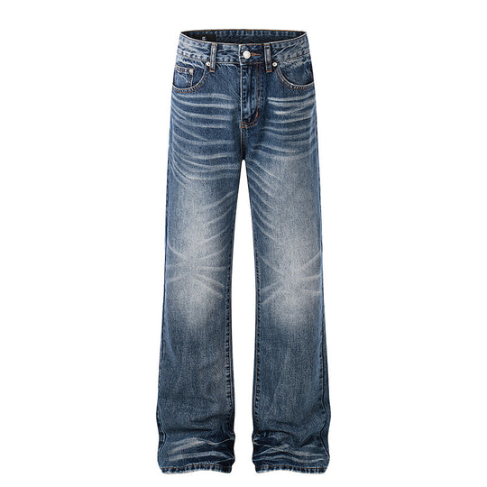 Damen High‑Waist-Jeans im Palazzo‑Schnitt mit Used‑Effekt und Fal­tenoptik Nord Taschen