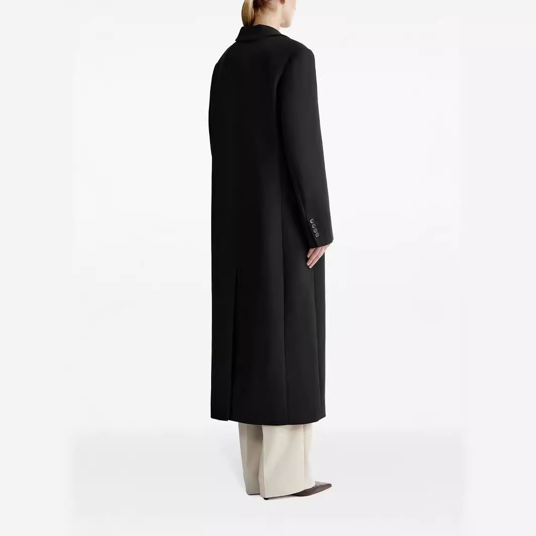 Damen lang geschnittener einreihiger Oversize-Mantel mit schmalem Revers Nord Taschen