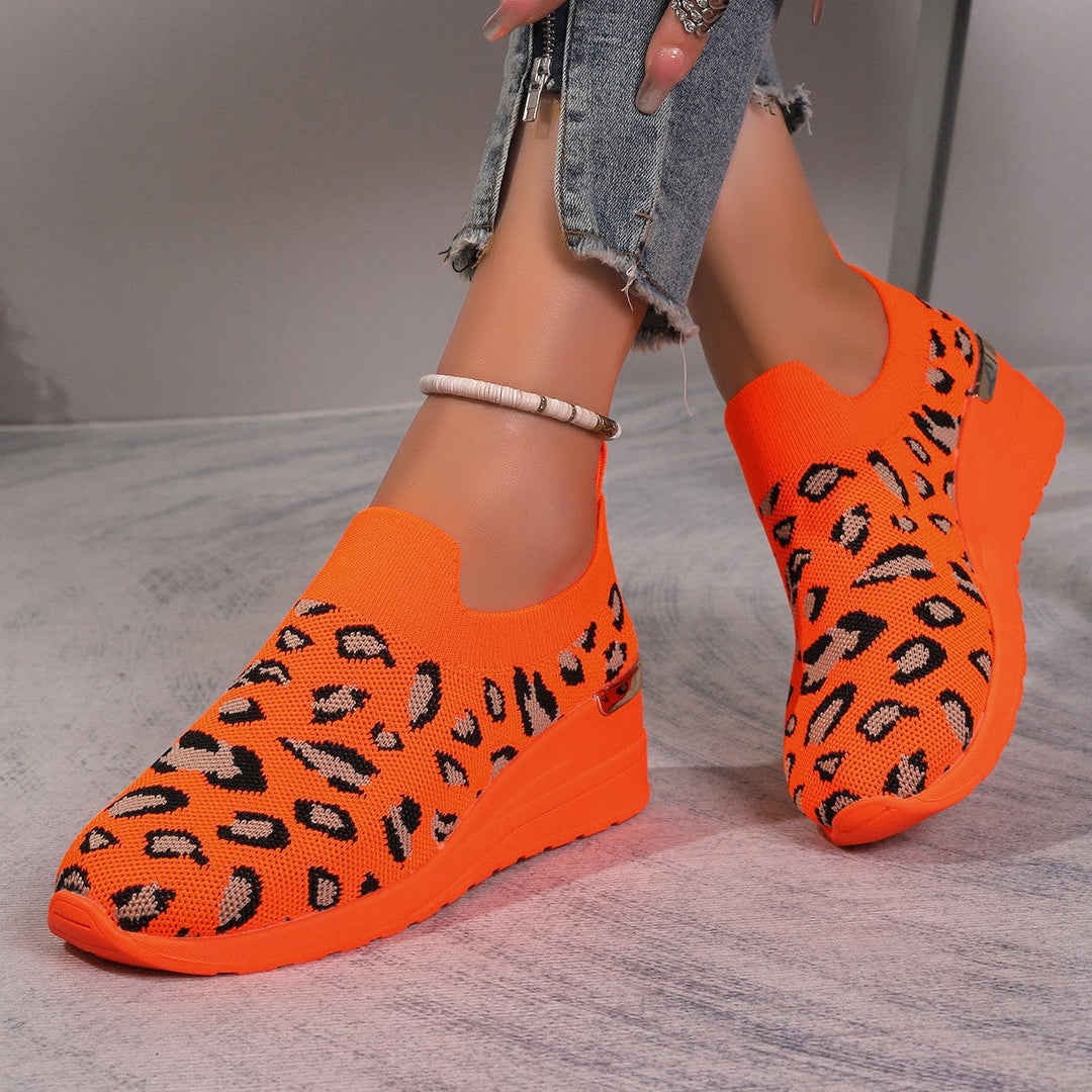Damen bequeme Sneakers im Leopardenmuster