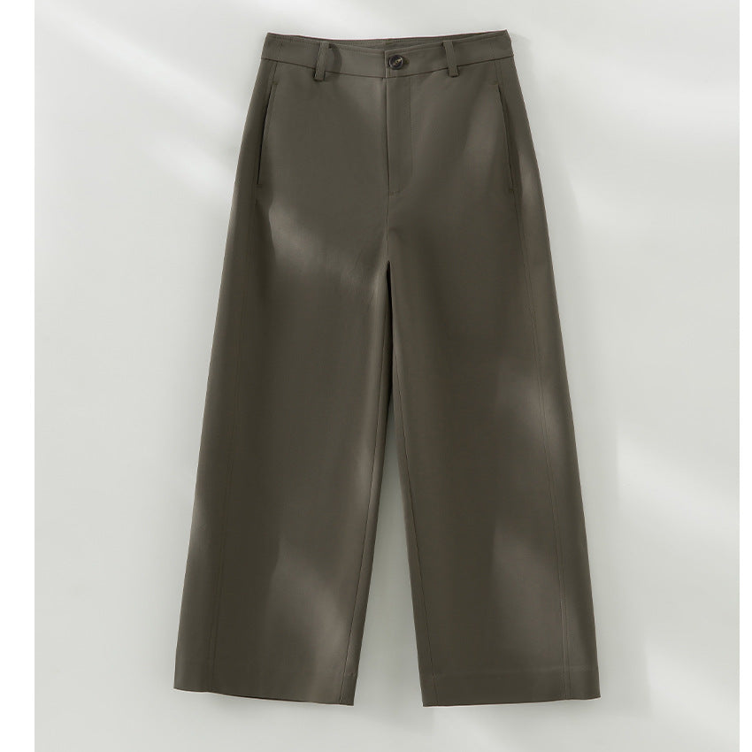 Damen Weite Culotte-Hose mit hoher Taille, Bügelfalte und geradem Bein Nord Taschen