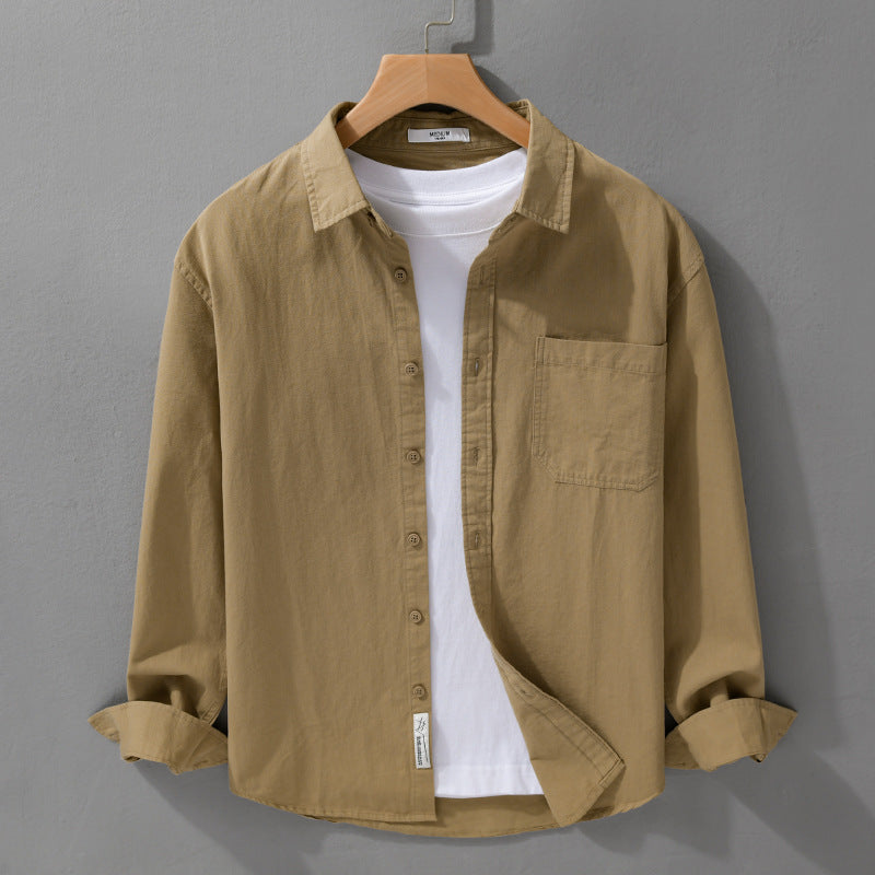 Herren Hemdjacken-Overshirt aus softem Baumwoll-Twill mit Relaxed-Fit und aufgesetzter Brusttasche Nord Taschen
