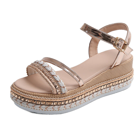 Damen Wedge-Sandaletten mit modischem Glitzer-Riemen und ergonomischem Fußbett Nord Taschen
