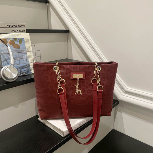 Damen Tiermuster Shopper-Tasche mit elegantem Kettenverschluss Nord Taschen