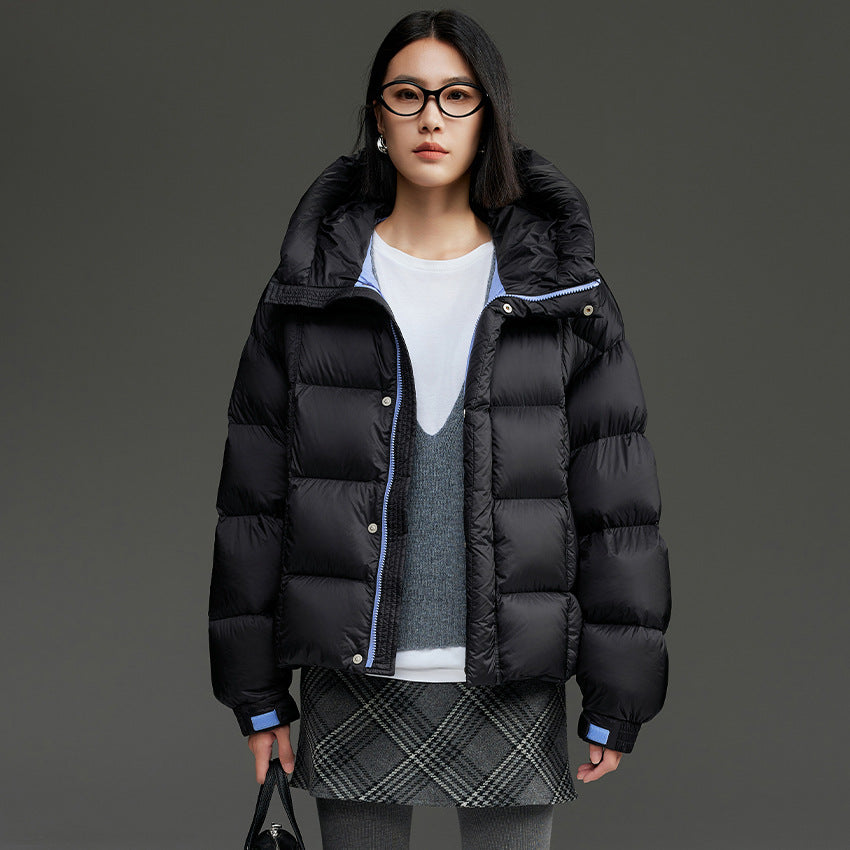 Damen Kurze Stepp-Daunenjacke mit Kapuze Nord Taschen