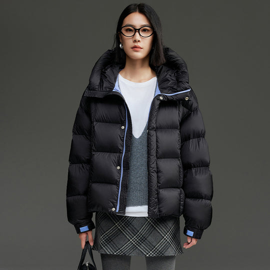 Damen Kurze Stepp-Daunenjacke mit Kapuze Nord Taschen