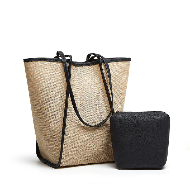 Damen Shopper-Tasche mit geflochtener Struktur und abnehmbarem Innenbeutel Nord Taschen