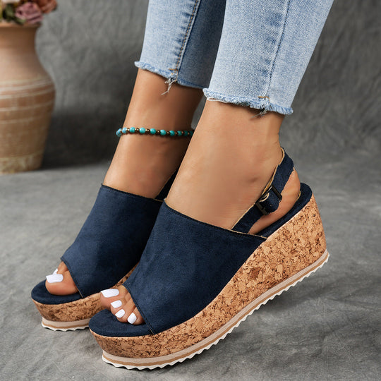 Damen Keilabsatz-Sandalen mit verstellbarem Riemen und komfortablem Fußbett Nord Taschen