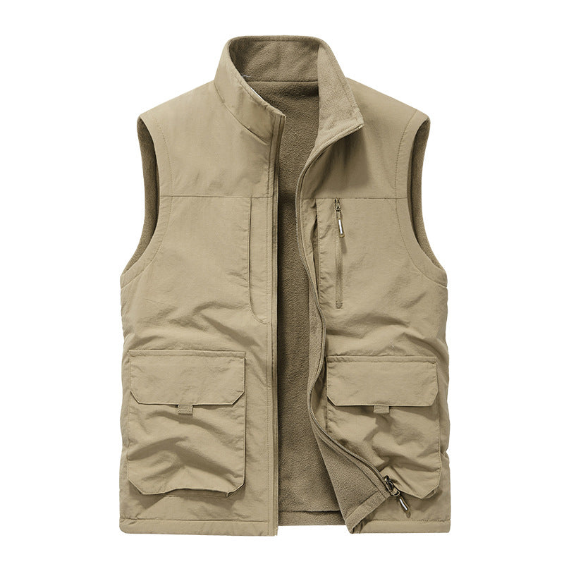 Herren Multifunktionale Outdoor-Utility-Weste mit Microfleece‑Innenlage und Mehrfachtaschen Nord Taschen