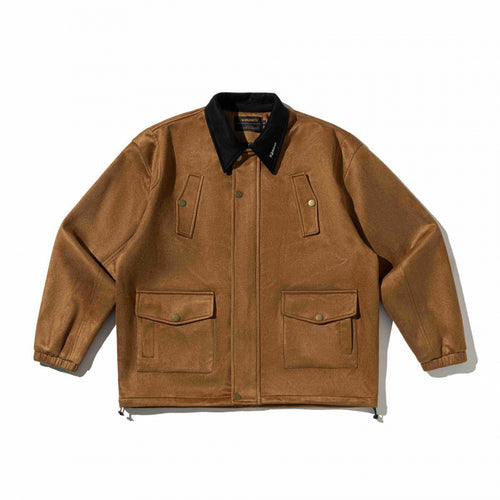 Herren Kastenförmige Wollmix-Blousonjacke mit Cordkragen, Pattentaschen und Tunnelzugsaum Nord Taschen