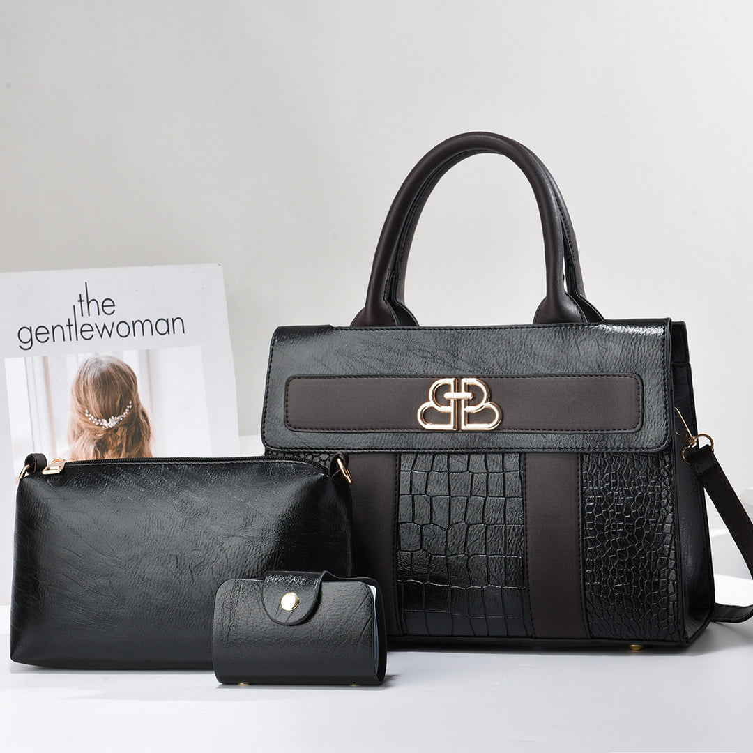 Damen elegante Handtasche im Set mit abnehmbarer Clutch und Portemonnaie Nord Taschen