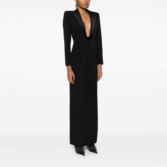 Damen Tailliertes Abend-Maxikleid im Smoking-Blazer-Stil Nord Taschen
