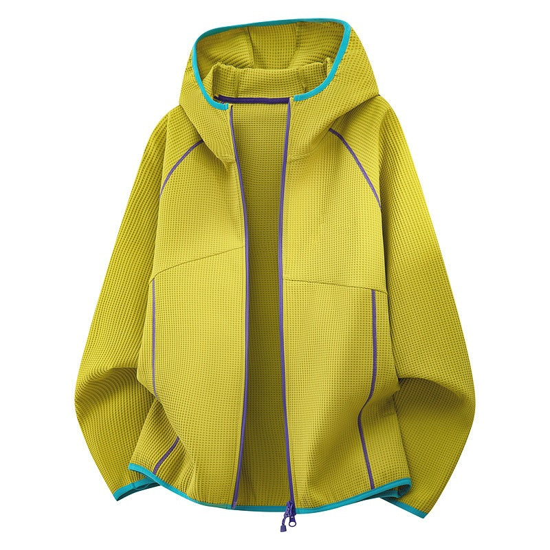 Damen Kapuzenjacke aus atmungsaktivem Waffelstrick mit oversized Schnitt und Reißverschluss Nord Taschen