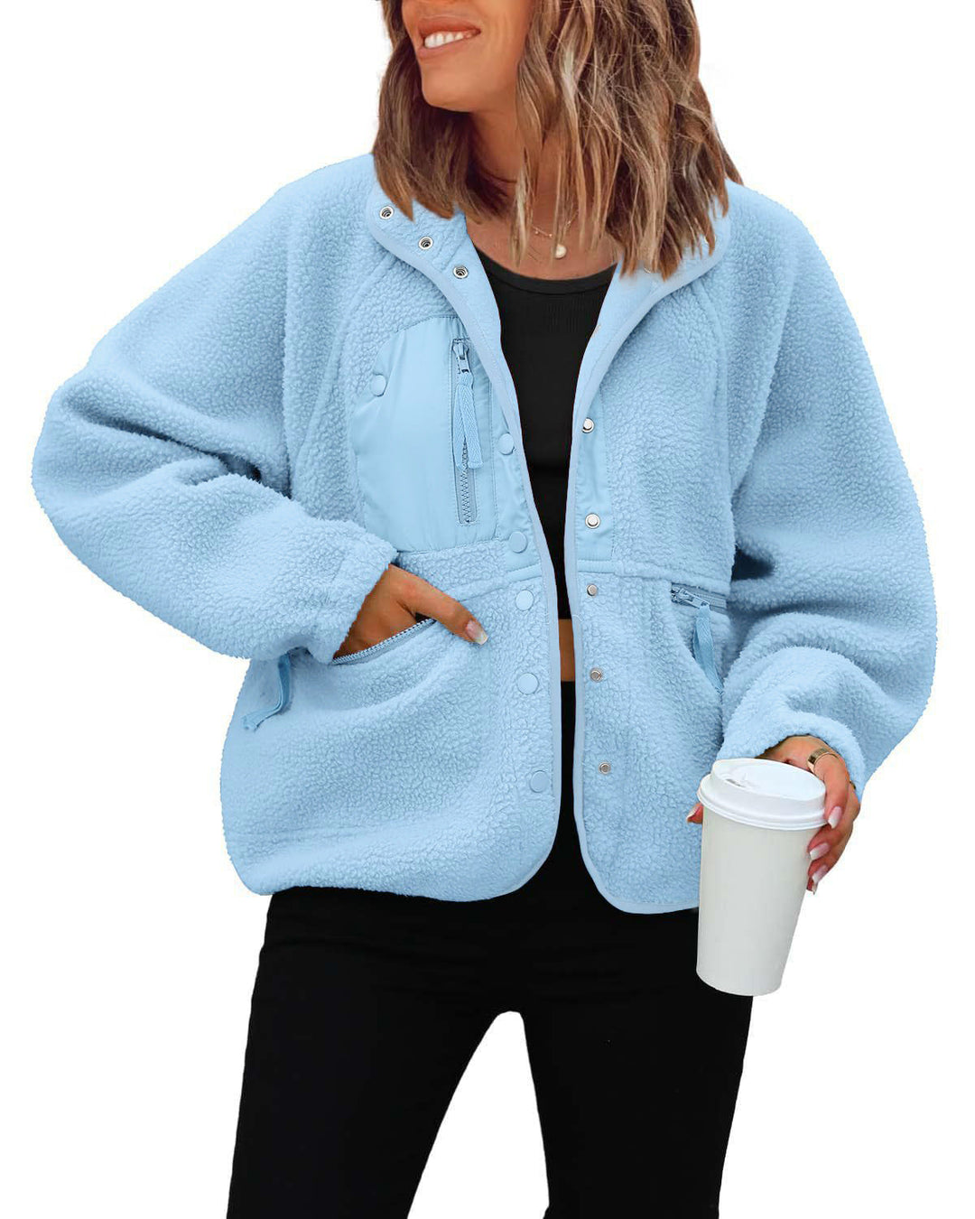 Damen kuschelige Fleecejacke mit praktischen Taschen Avellé