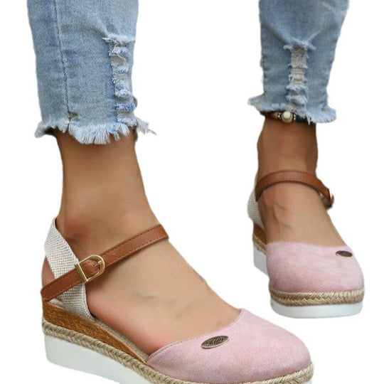 Damen Wedge-Sandalen mit geflochtenem Riemendesign und komfortablem Fußbett