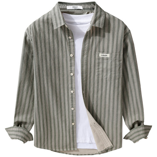 Herren Casual-Streifenhemd im Overshirt‑Stil mit Kentkragen Nord Taschen