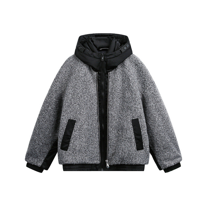 Unisex Oversized Teddy-Fleece Winterjacke mit abnehmbarer Kapuze Nord Taschen