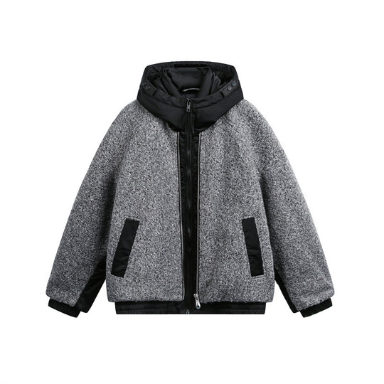 Unisex Oversized Teddy-Fleece Winterjacke mit abnehmbarer Kapuze Nord Taschen
