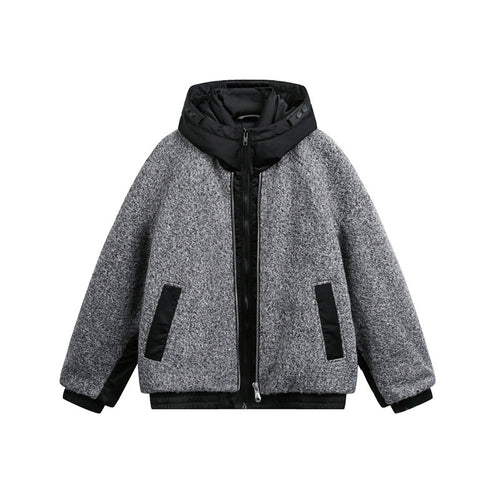 Unisex Oversized Teddy-Fleece Winterjacke mit abnehmbarer Kapuze Nord Taschen