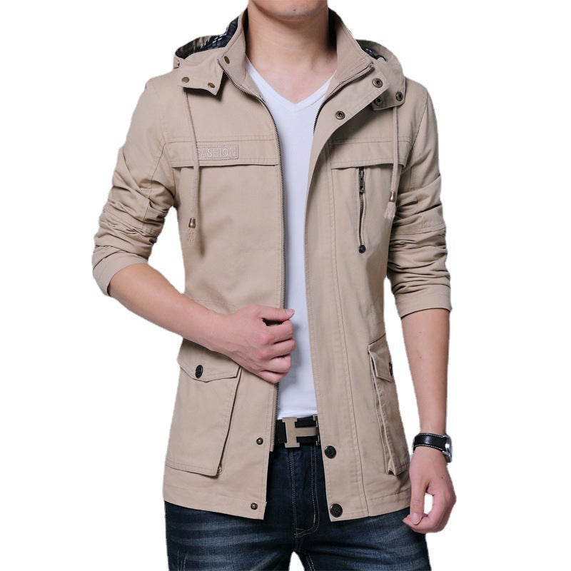 Herren Utility-Canvasjacke mit Kapuze, Reißverschluss-Front und Mehrfachtaschen Nord Taschen