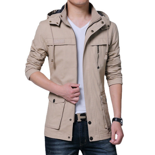 Herren Utility-Canvasjacke mit Kapuze, Reißverschluss-Front und Mehrfachtaschen Nord Taschen