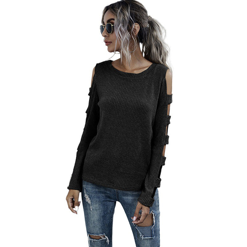 Damen Bequemer Pullover mit Cut-Out-Details Nord Taschen