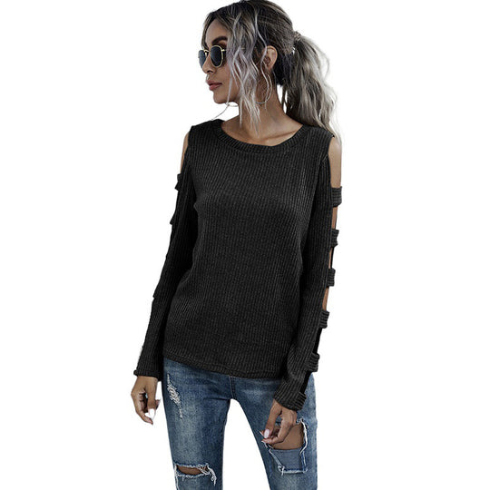 Damen Bequemer Pullover mit Cut-Out-Details Nord Taschen
