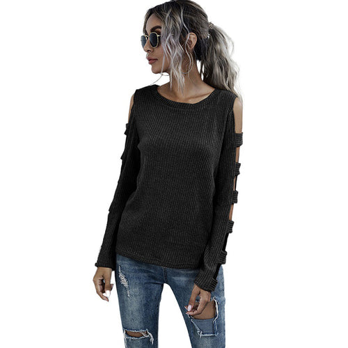 Damen Bequemer Pullover mit Cut-Out-Details Nord Taschen