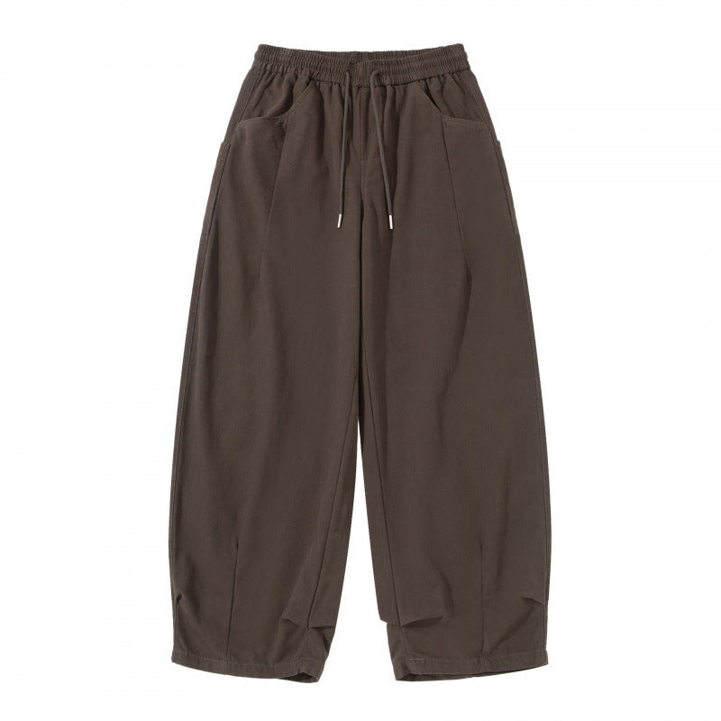 Damen Weite Cropped-Hose mit Tunnelzugbund, Ballon-Silhouette und aufgesetzten Taschen Nord Taschen
