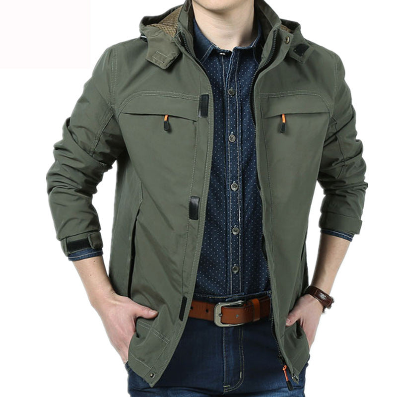 Herren leichte technische Fieldjacke mit Kapuze, Multifunktions-Taschen und windabweisender Shell Nord Taschen