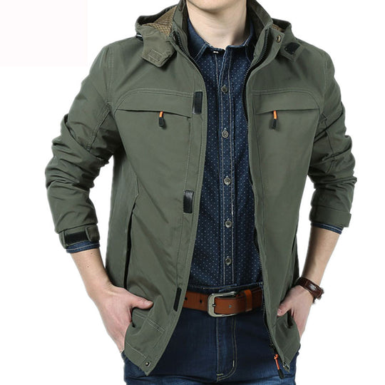 Herren leichte technische Fieldjacke mit Kapuze, Multifunktions-Taschen und windabweisender Shell Nord Taschen