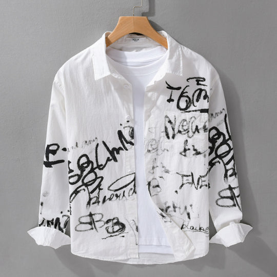 Herren Lässiges Overshirt mit grafischem Scribble-Print und Brusttasche Nord Taschen