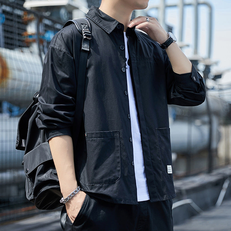 Herren Overshirt im leichten Canvas‑Utility‑Style mit Hemdkragen und aufgesetzten Taschen Nord Taschen