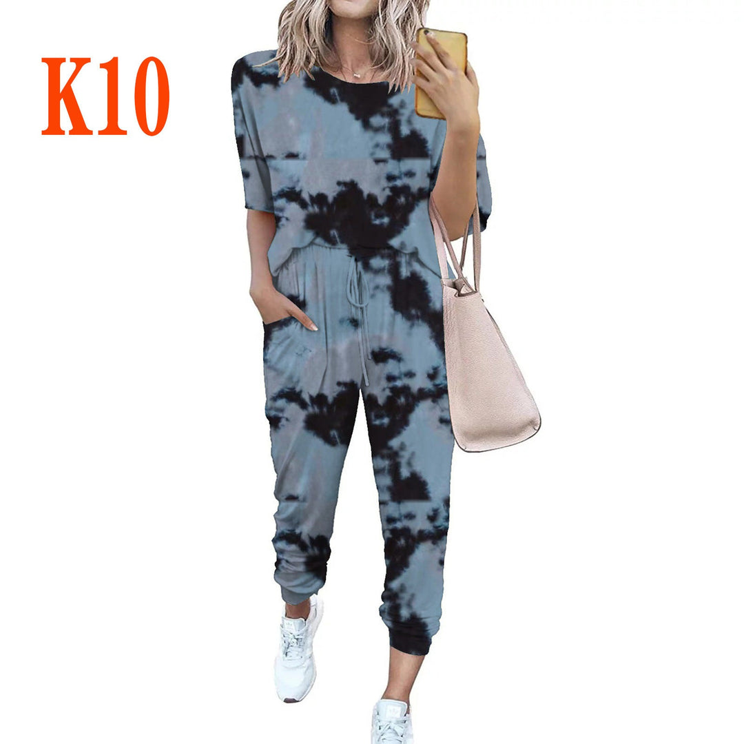 Damen lässiger Jumpsuit mit modischem Batikdesign und praktischen Taschen Nord Taschen