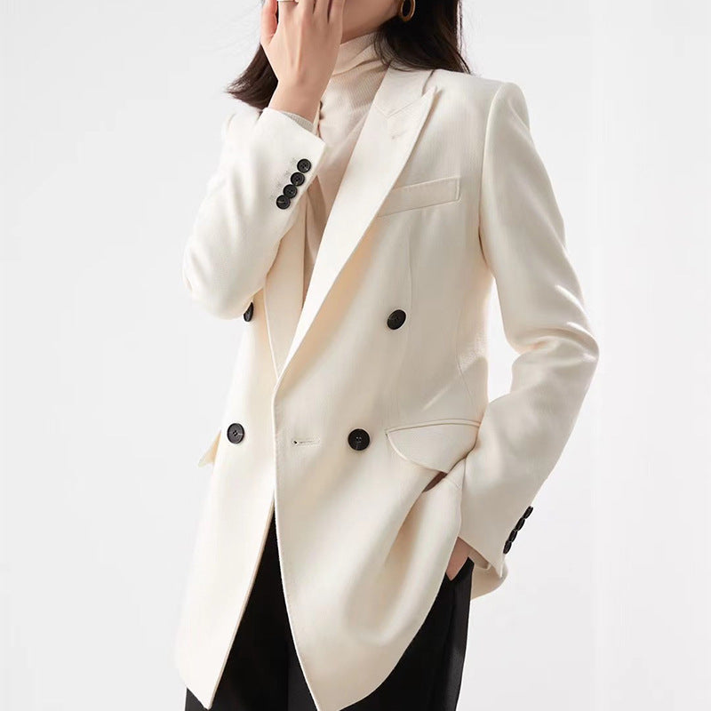 Damen Taillierter Longline-Blazer mit doppelreihiger Knopfleiste und Pattentaschen Nord Taschen