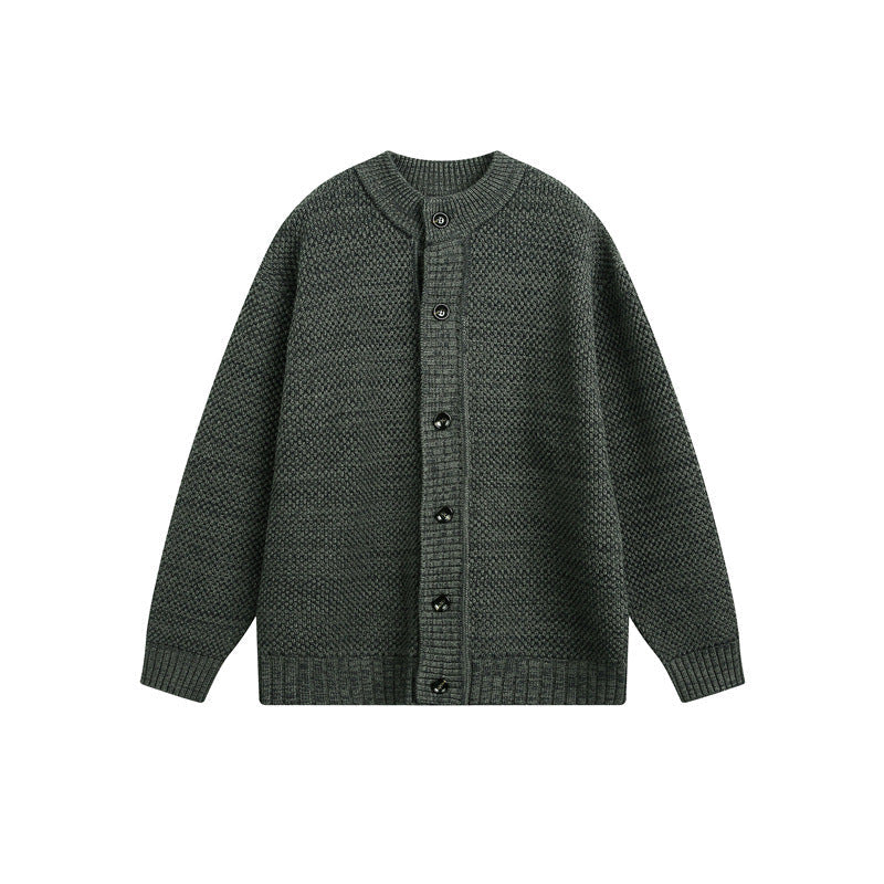 Damen Strukturiertes Oversize-Strickcardigan mit Rundhals und durchgehender Knopfleiste Nord Taschen