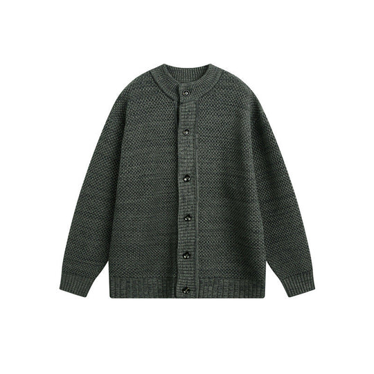 Damen Strukturiertes Oversize-Strickcardigan mit Rundhals und durchgehender Knopfleiste Nord Taschen