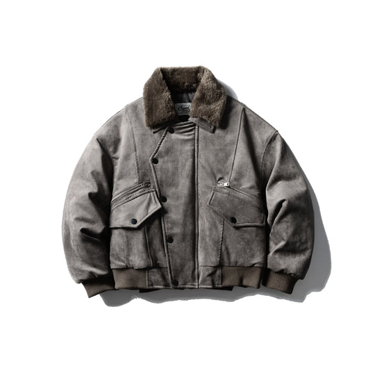 Herren Wattierter Fliegerblouson mit Kunstfellkragen, Velours‑Suede Optik und Utility‑Taschen Nord Taschen