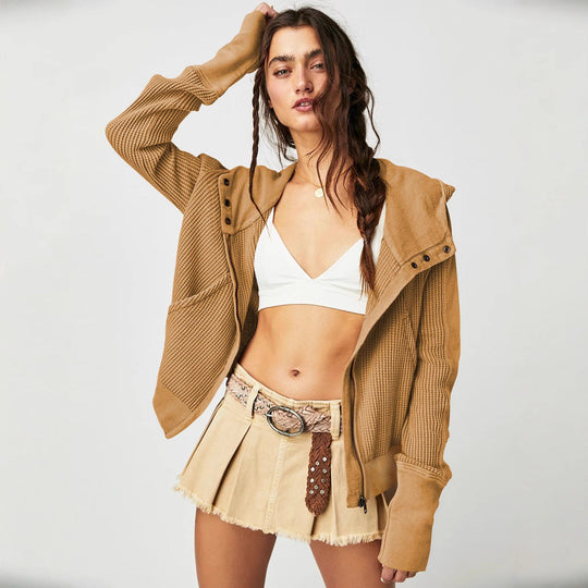 Damen Sportliche Kapuzenjacke aus strukturiertem Material