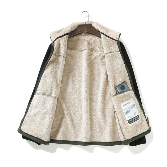 Herren Zweifarbige Fleece-Übergangsjacke mit Stehkragen, Reißverschluss & Eingrifftaschen Nord Taschen