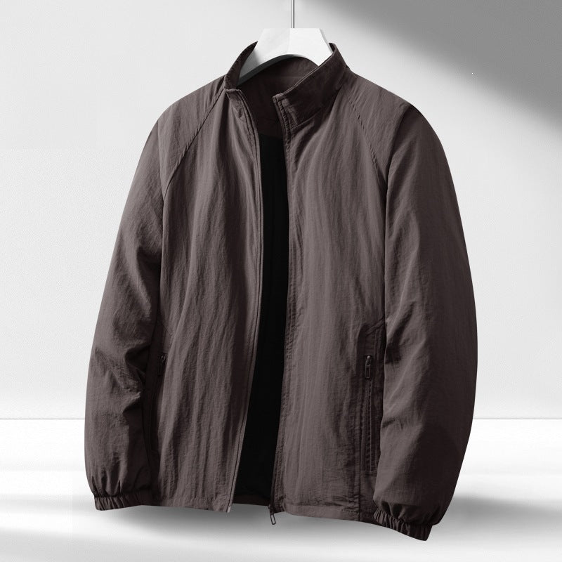 Herren Leichte winddichte Reißverschluss-Blousonjacke mit Stehkragen und elastischen Bündchen Nord Taschen