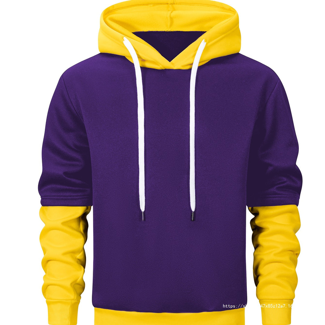 Herren Kapuzenpullover im Lagen-Look mit Kontrastkapuze und Kordelzug Nord Taschen