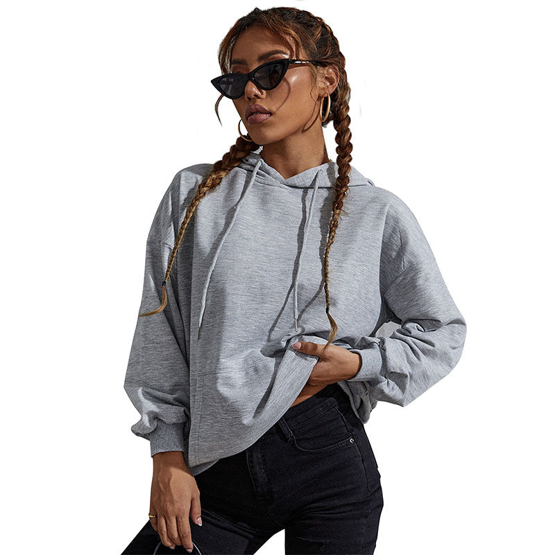 Damen Kapuzenpullover mit Statement-Backprint, Oversize‑Schnitt und gerippten Bündchen Nord Taschen